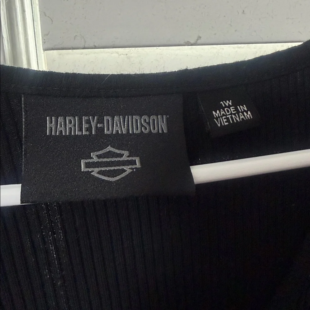 Harley-Davidson Black Short-Sleeve Ribbed Henley Tee - Picture 3 of 6